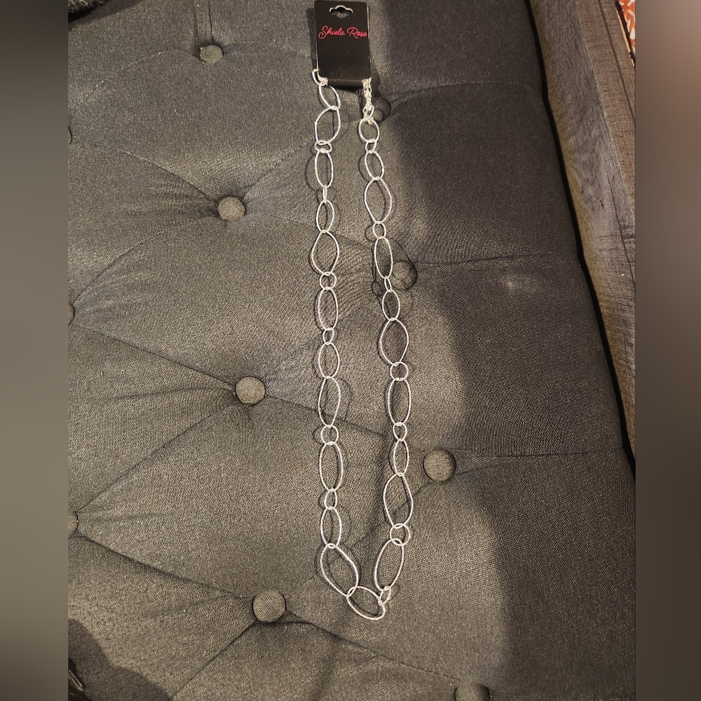 Long silver necklace